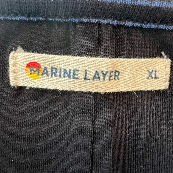 Marine Layer Lexi Rib Black Blue Striped Short Sleeve Midi T-Shirt Dress Size XL - Picture 7 of 11